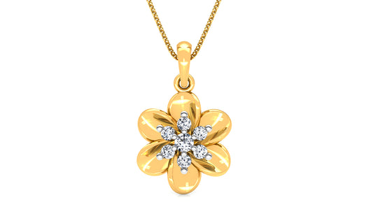 Flower Radius Diamond Earrings And Pendant Set