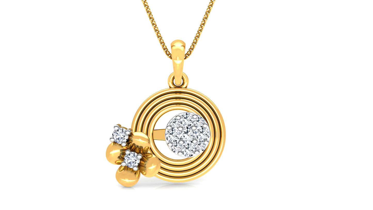 Golden Coils Diamond Earrings And Pendant Set