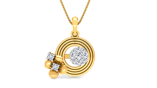 Golden Coils Diamond Earrings And Pendant Set