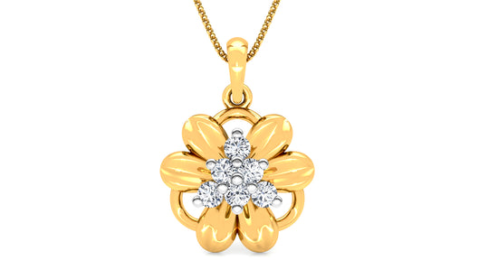 Flower Glamour Diamond Earrings And Pendant Set