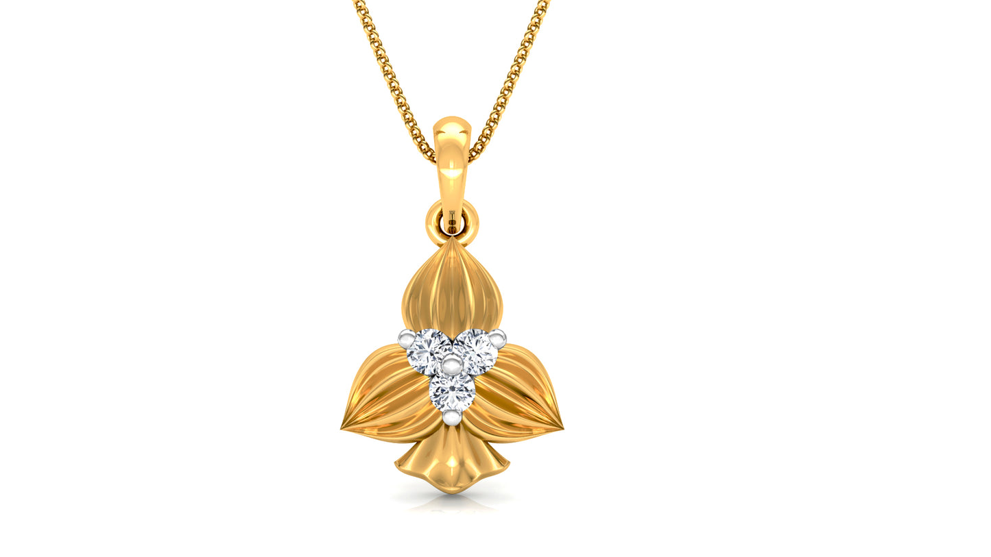 Golden Emblem Diamond Earrings And Pendant Set