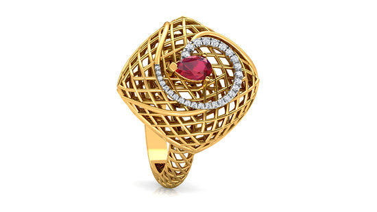 Bamboo Basket Diamond Ring