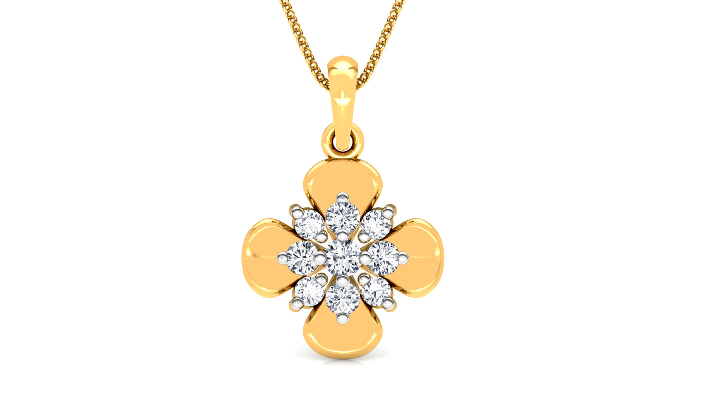 Floral Unison Diamond Earrings And Pendant Set