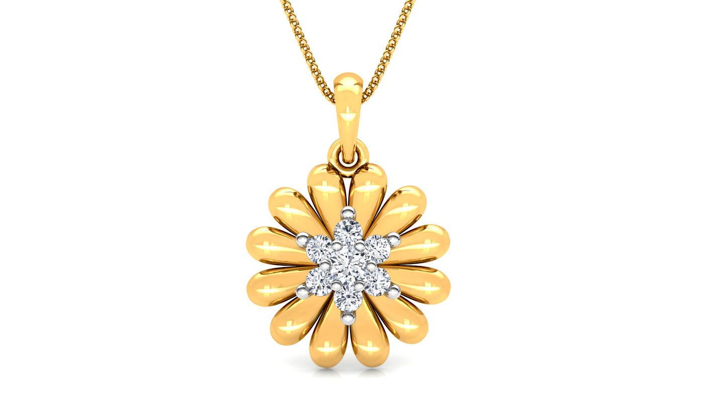 Flower Platter Diamond Earrings And Pendant Set