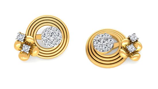 Golden Coils Diamond Earrings And Pendant Set