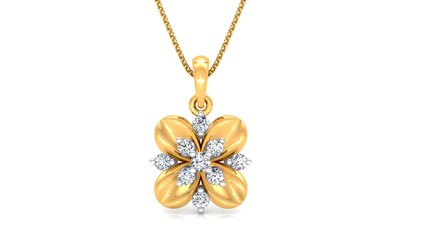 Flower Quotient Diamond Earrings And Pendant Set