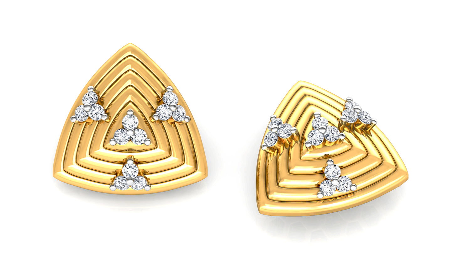 Concentric Triangles Diamond Earrings And Pendant Set