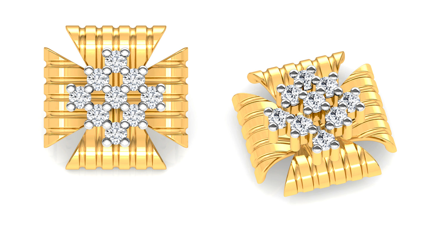 Striped Flower Diamond Earrings And Pendant Set