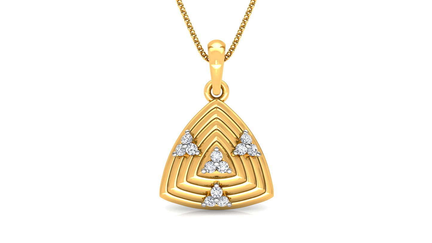 Concentric Triangles Diamond Earrings And Pendant Set