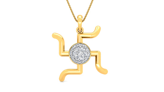 Swastik Diamond Earrings And Pendant Set