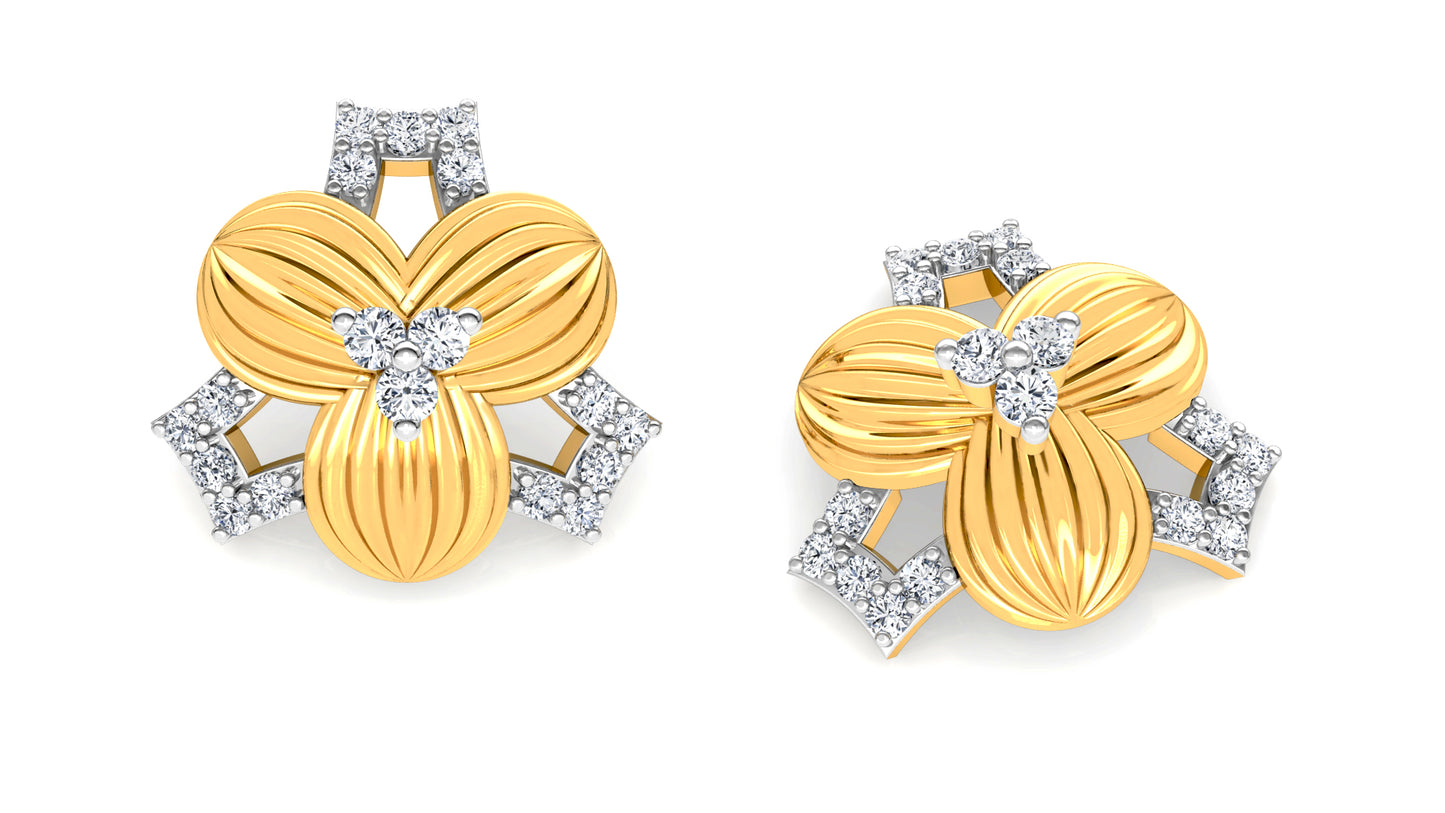 Bold Gold Diamond Earrings And Pendant Set