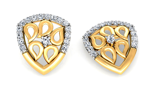 Leafy Shield Diamond Earrings