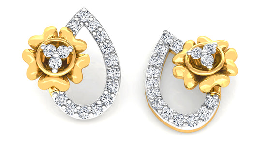 Flower Drop Diamond Earrings And Pendant Set