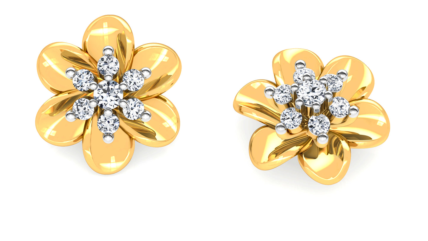 Flower Radius Diamond Earrings And Pendant Set