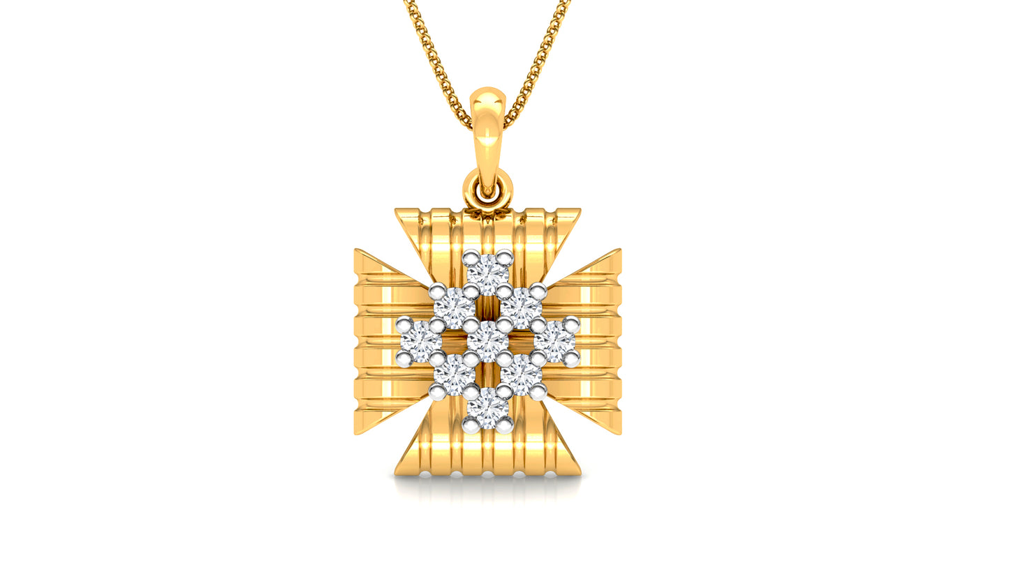 Striped Flower Diamond Earrings And Pendant Set