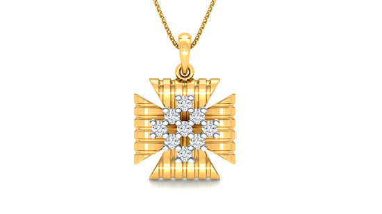 Striped Flower Diamond Earrings And Pendant Set