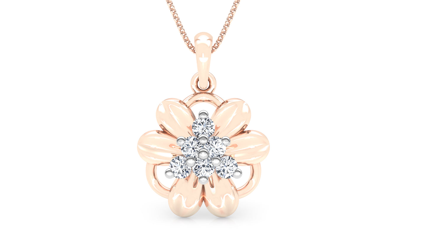 Flower Glamour Diamond Earrings And Pendant Set