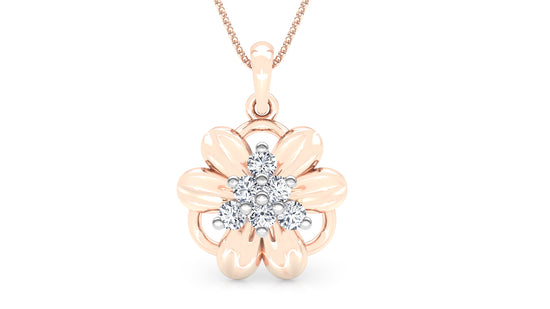 Flower Glamour Diamond Earrings And Pendant Set