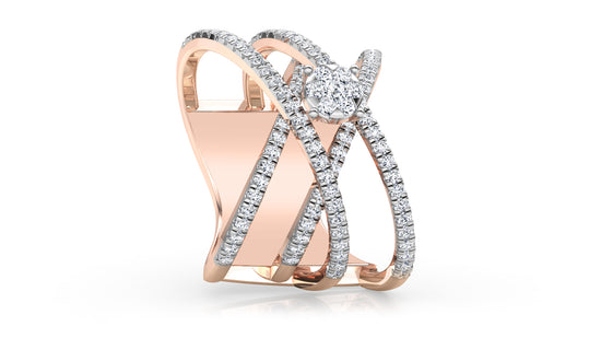 Cross Over Diamond Ring