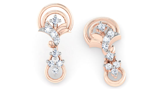 Palace Arches Lab Grown Diamond Rose Gold Danglers Bottom View