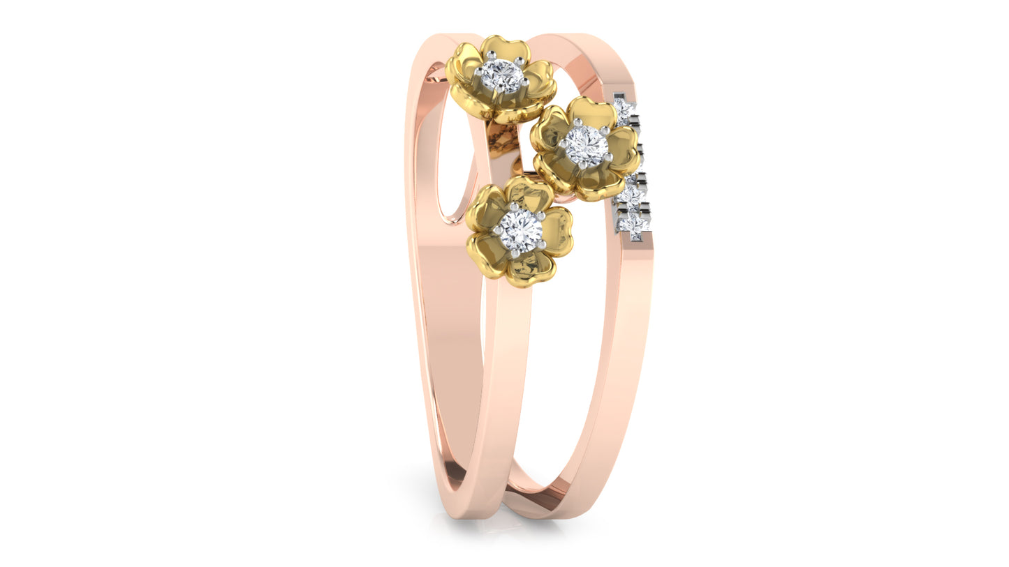 Trifloral Verge Diamond Ring