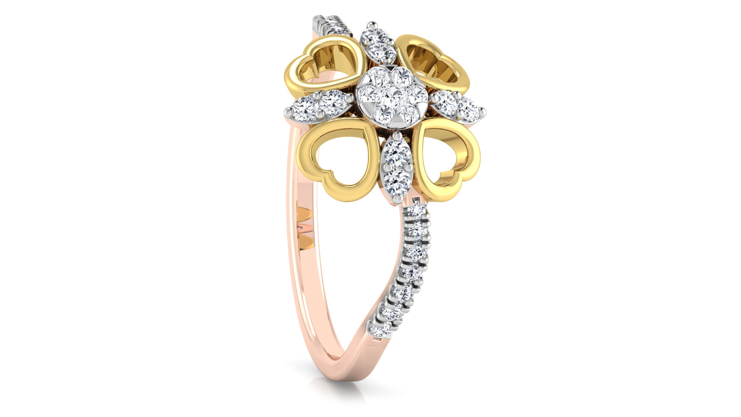 Tetra Hearts Diamond Ring