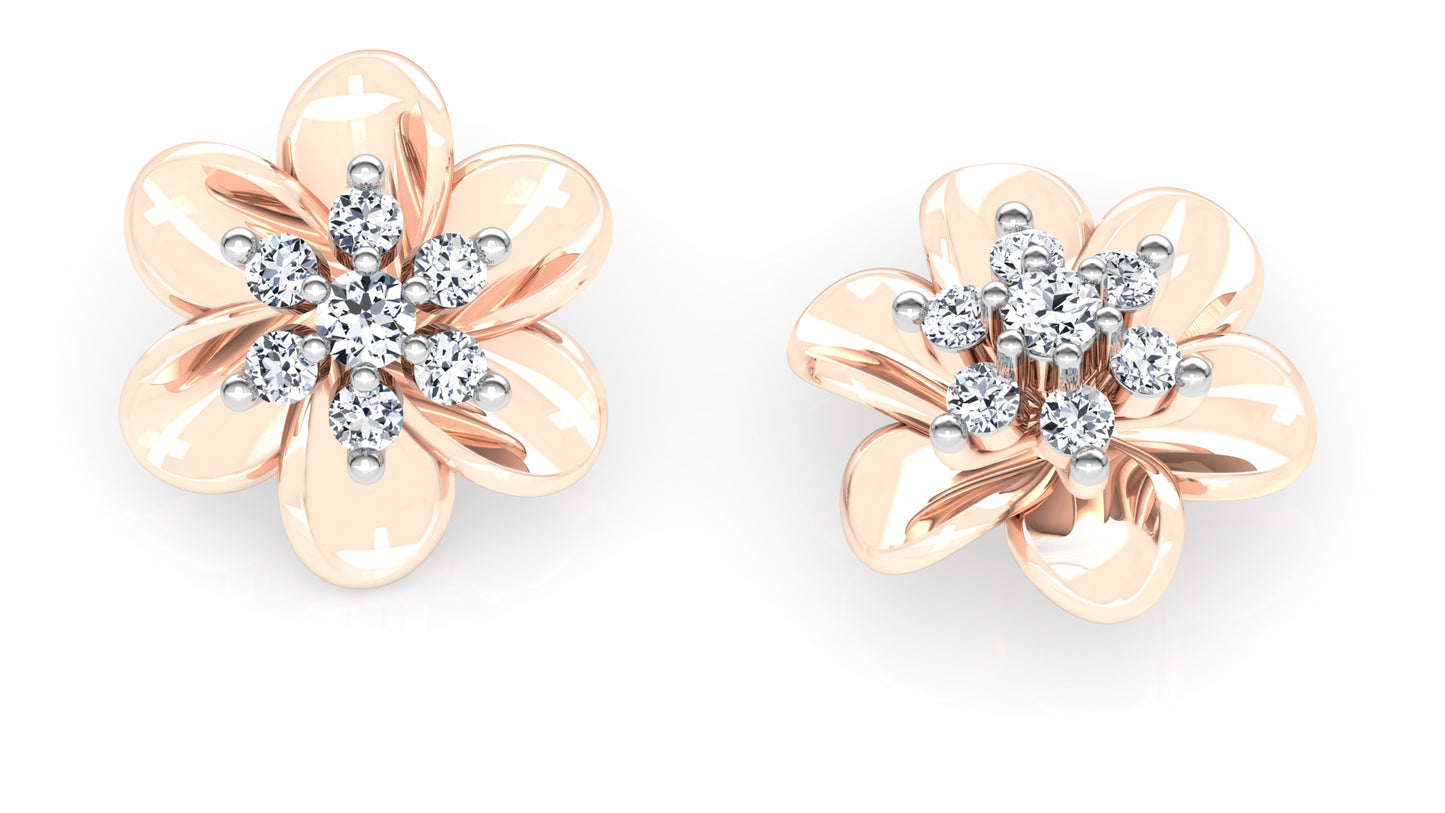 Flower Radius Diamond Earrings And Pendant Set