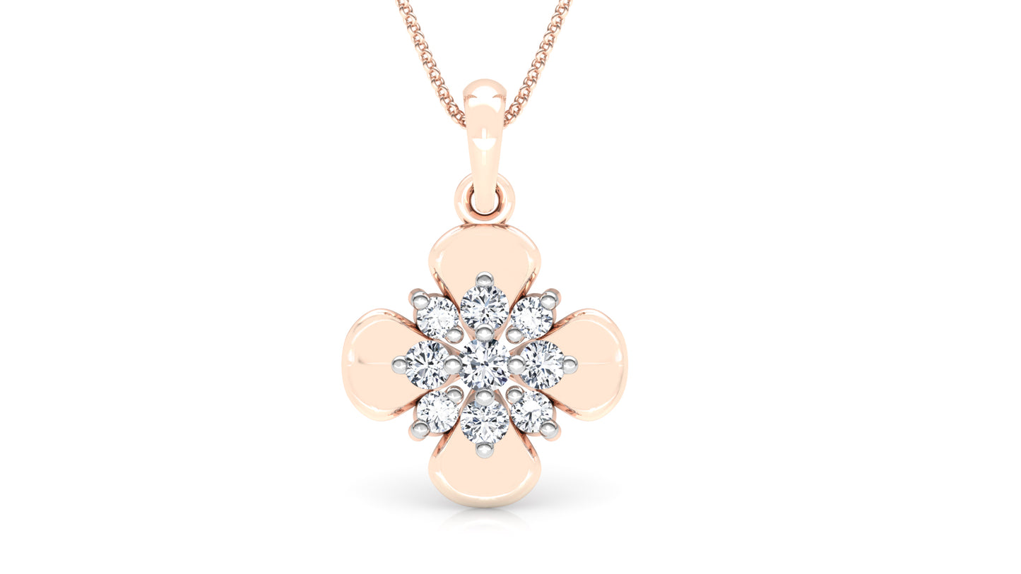 Floral Unison Diamond Earrings And Pendant Set