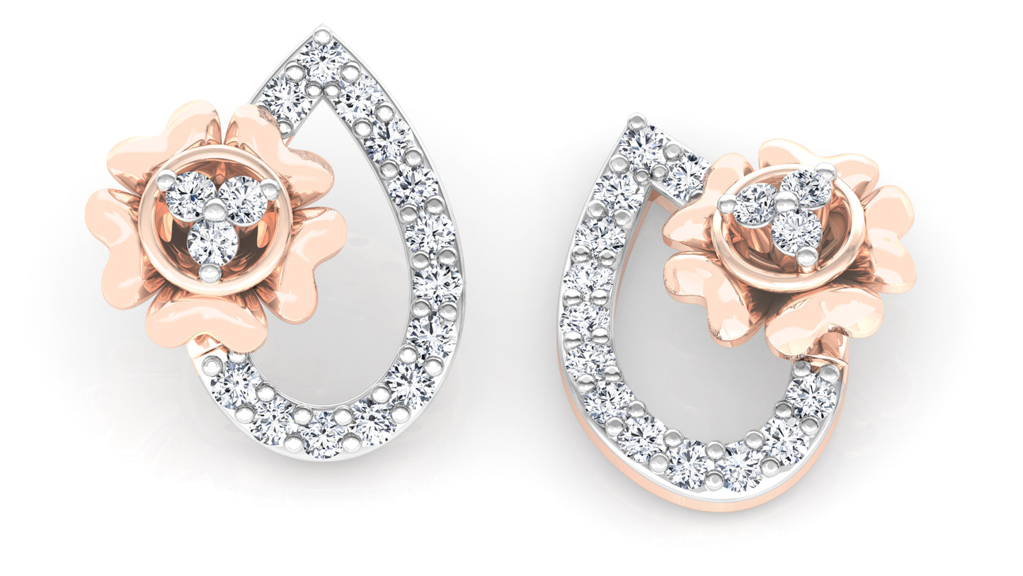 Flower Drop Diamond Earrings And Pendant Set