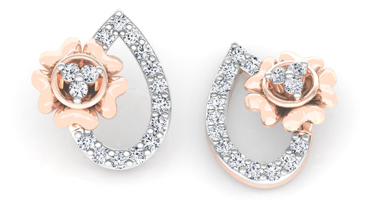 Flower Drop Diamond Earrings And Pendant Set