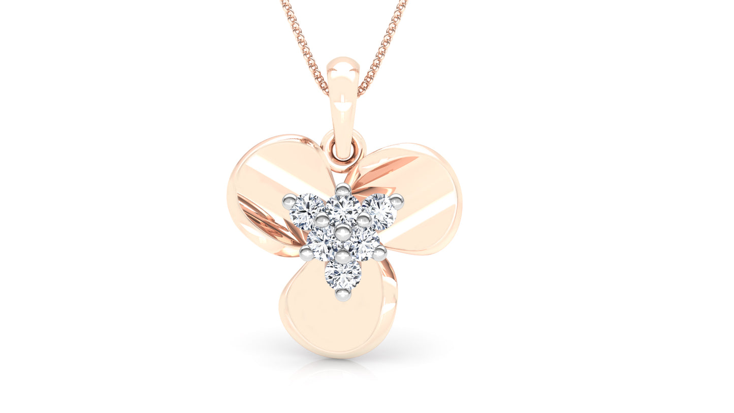 Treble Petals Diamond Earrings And Pendant Set