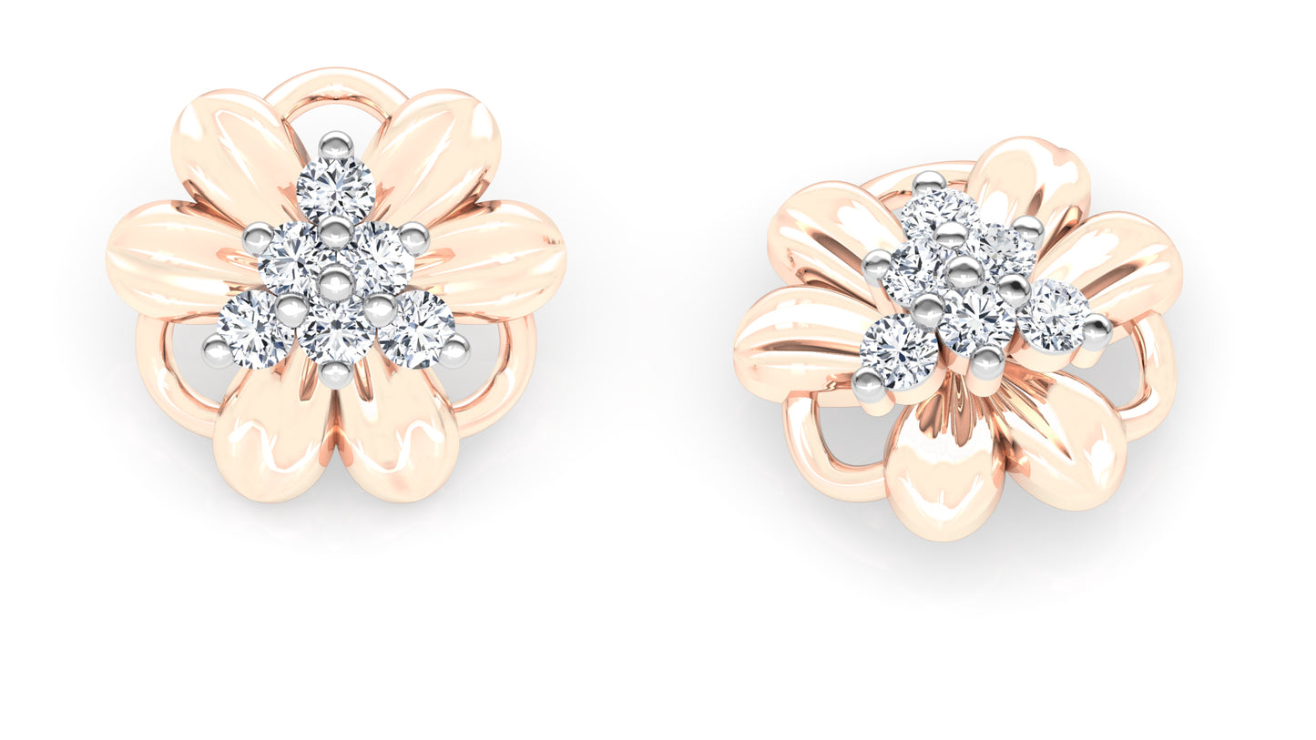 Flower Glamour Diamond Earrings And Pendant Set