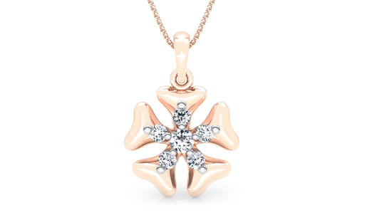 Penta Petals  Diamond Earrings And Pendant Set