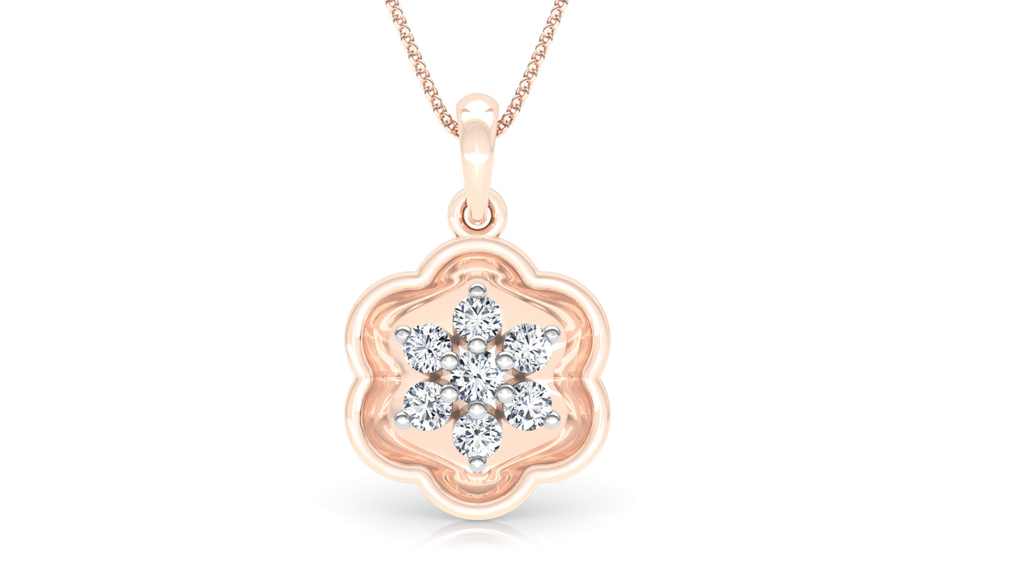 Flower Craving Diamond Earrings And Pendant Set