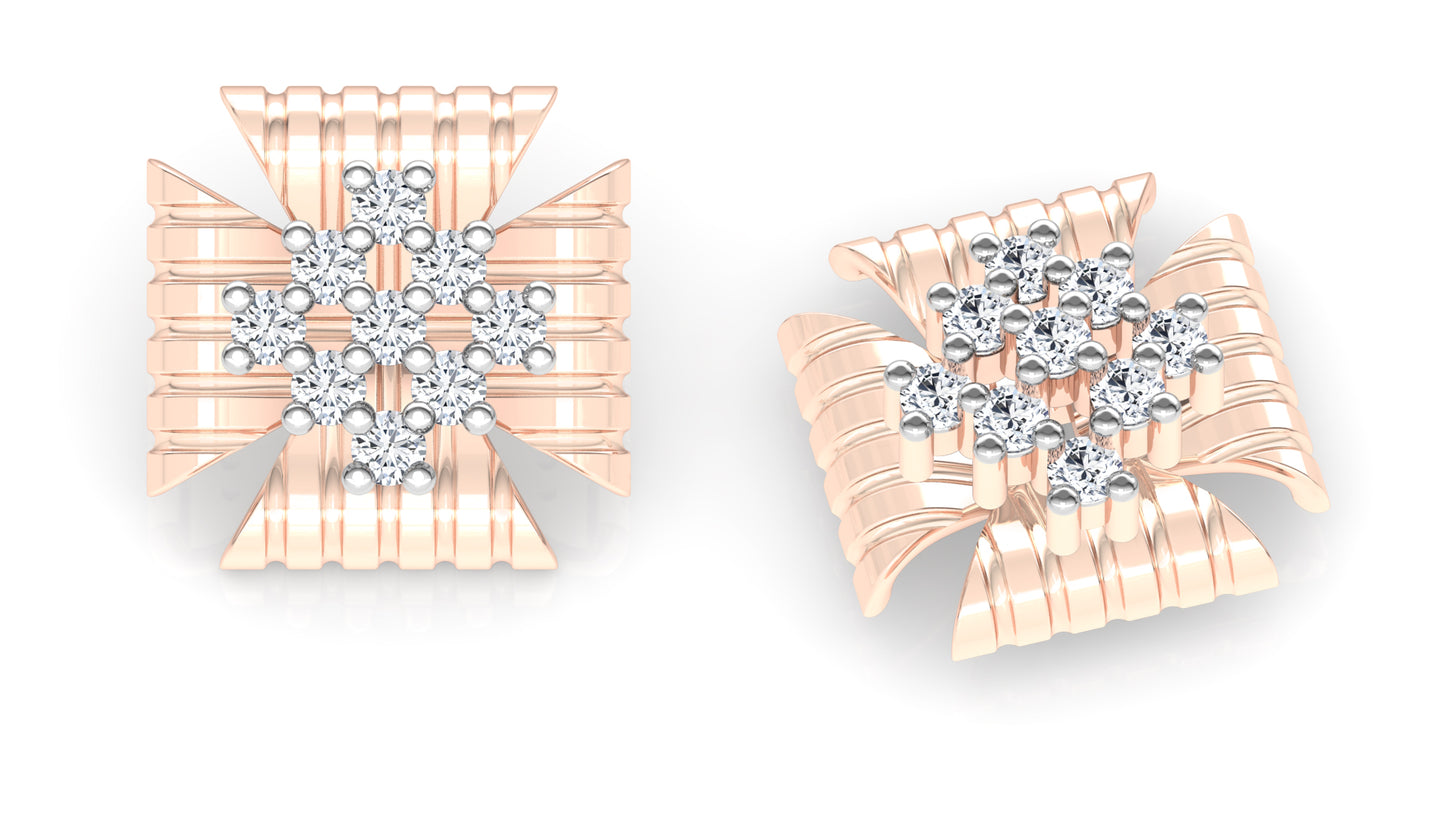 Striped Flower Diamond Earrings And Pendant Set