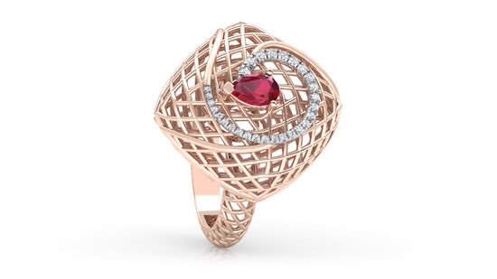 Bamboo Basket Diamond Ring