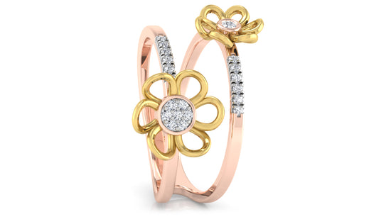 Flower n Band Duo Diamond Ring