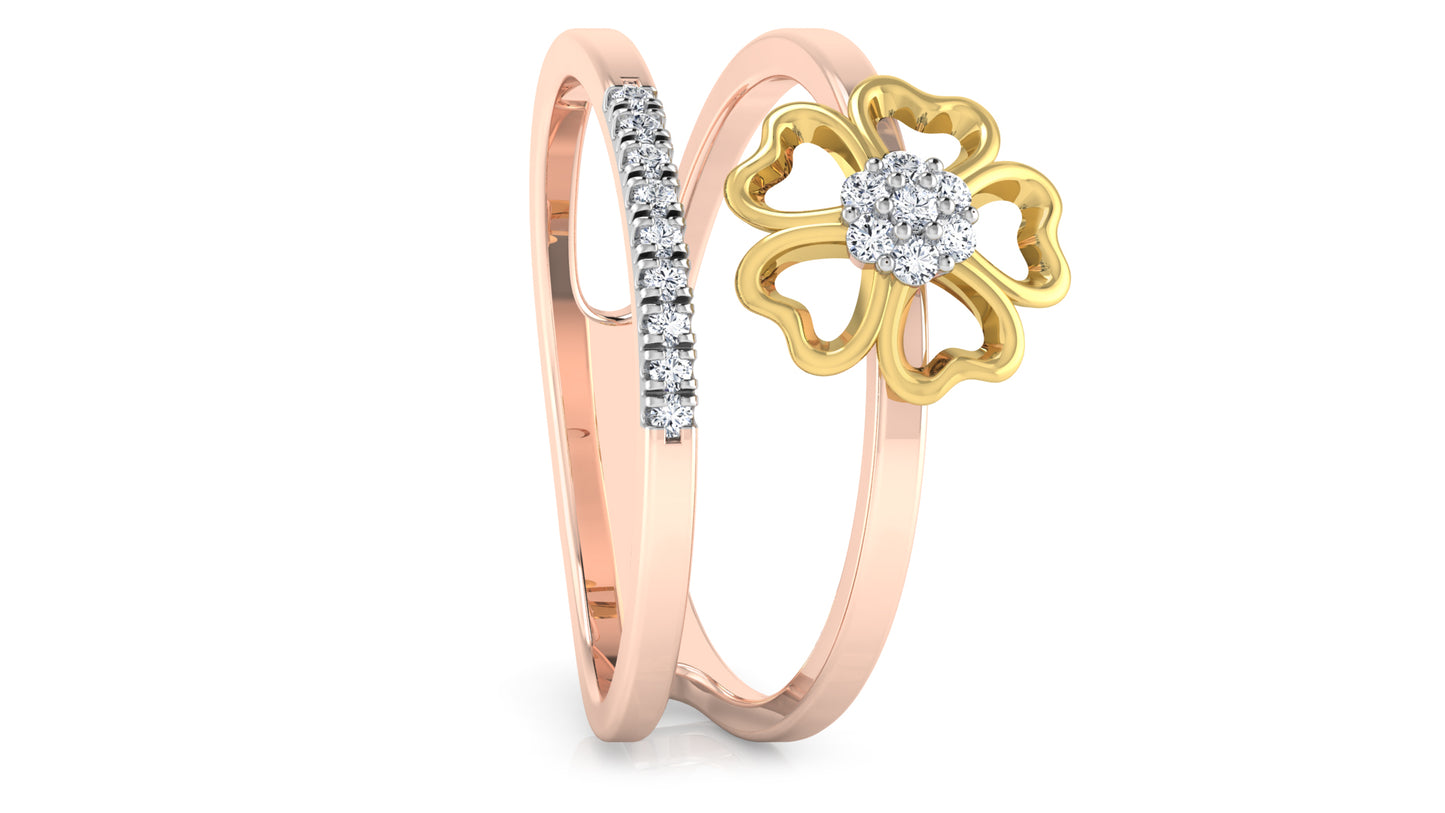 Lone Flower Dual Band Diamond Ring