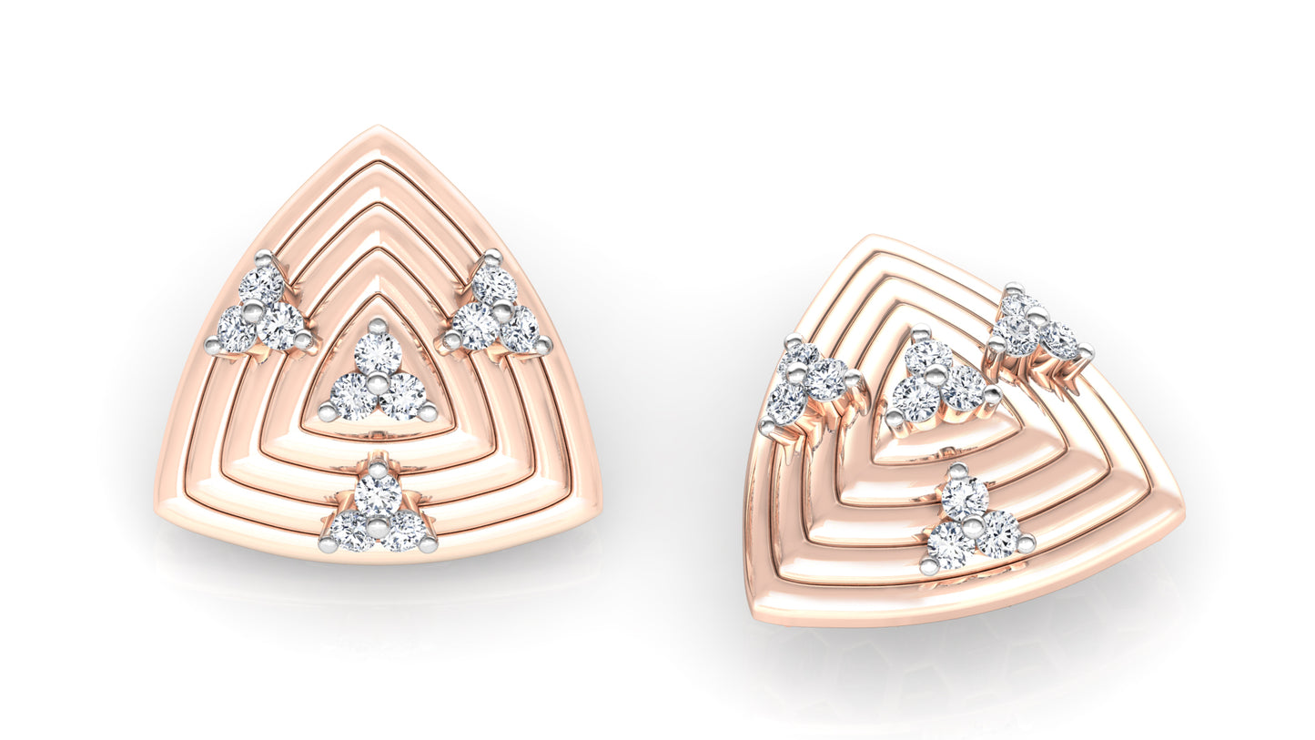 Concentric Triangles Diamond Earrings And Pendant Set