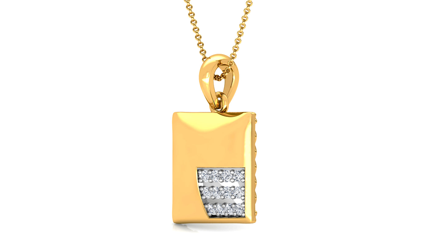 Golden Box Diamond Earrings And Pendant Set