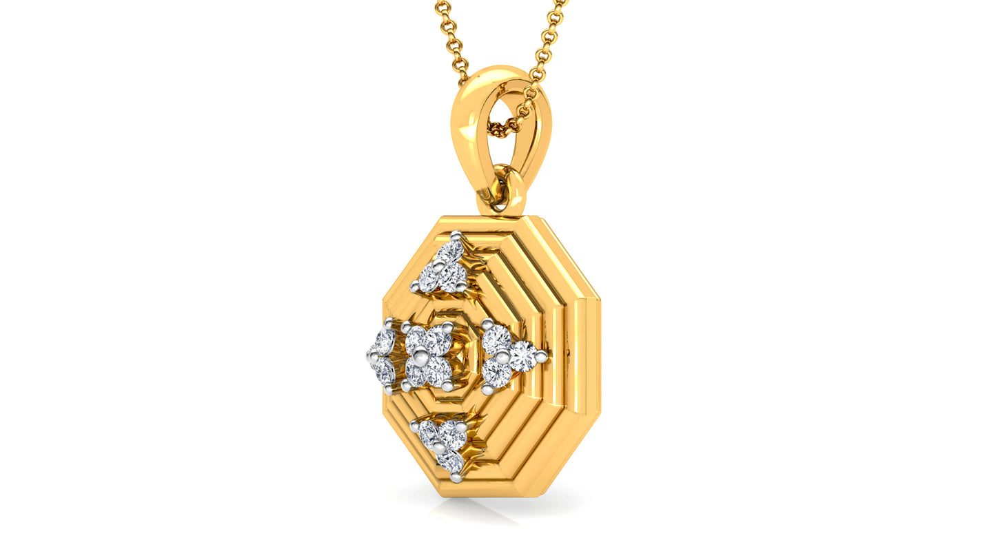 Concentric Octagons Diamond Earrings And Pendant Set