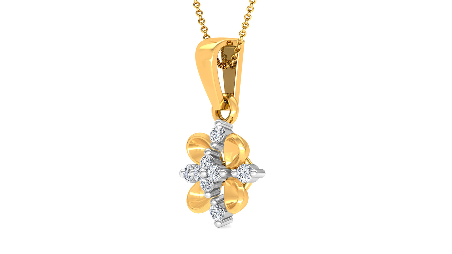 Cups of Gold Diamond Earrings And Pendant Set