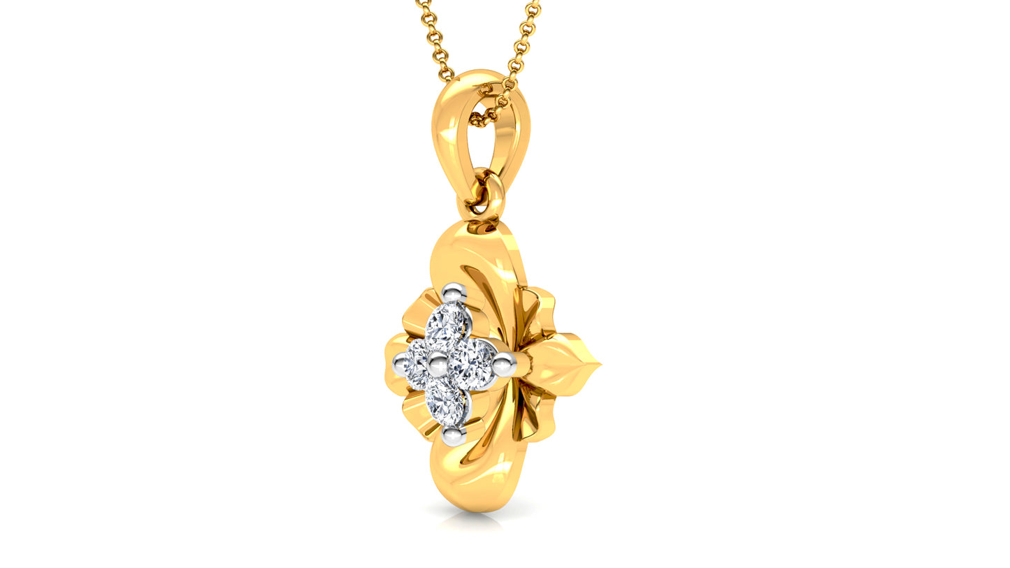 Floral Woos Diamond Earrings And Pendant Set