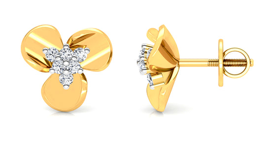 Treble Petals Diamond Earrings And Pendant Set