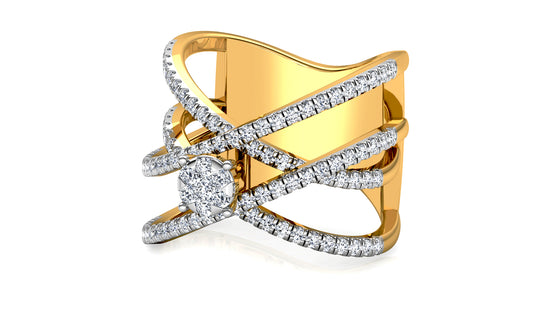 Cross Over Diamond Ring