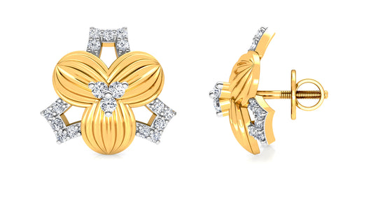 Bold Gold Diamond Earrings And Pendant Set