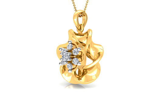 Golden Twist Diamond Earrings And Pendant Set