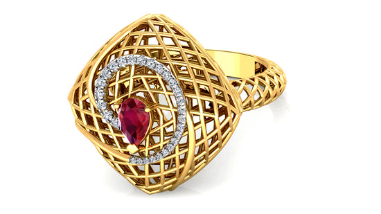 Bamboo Basket Diamond Ring