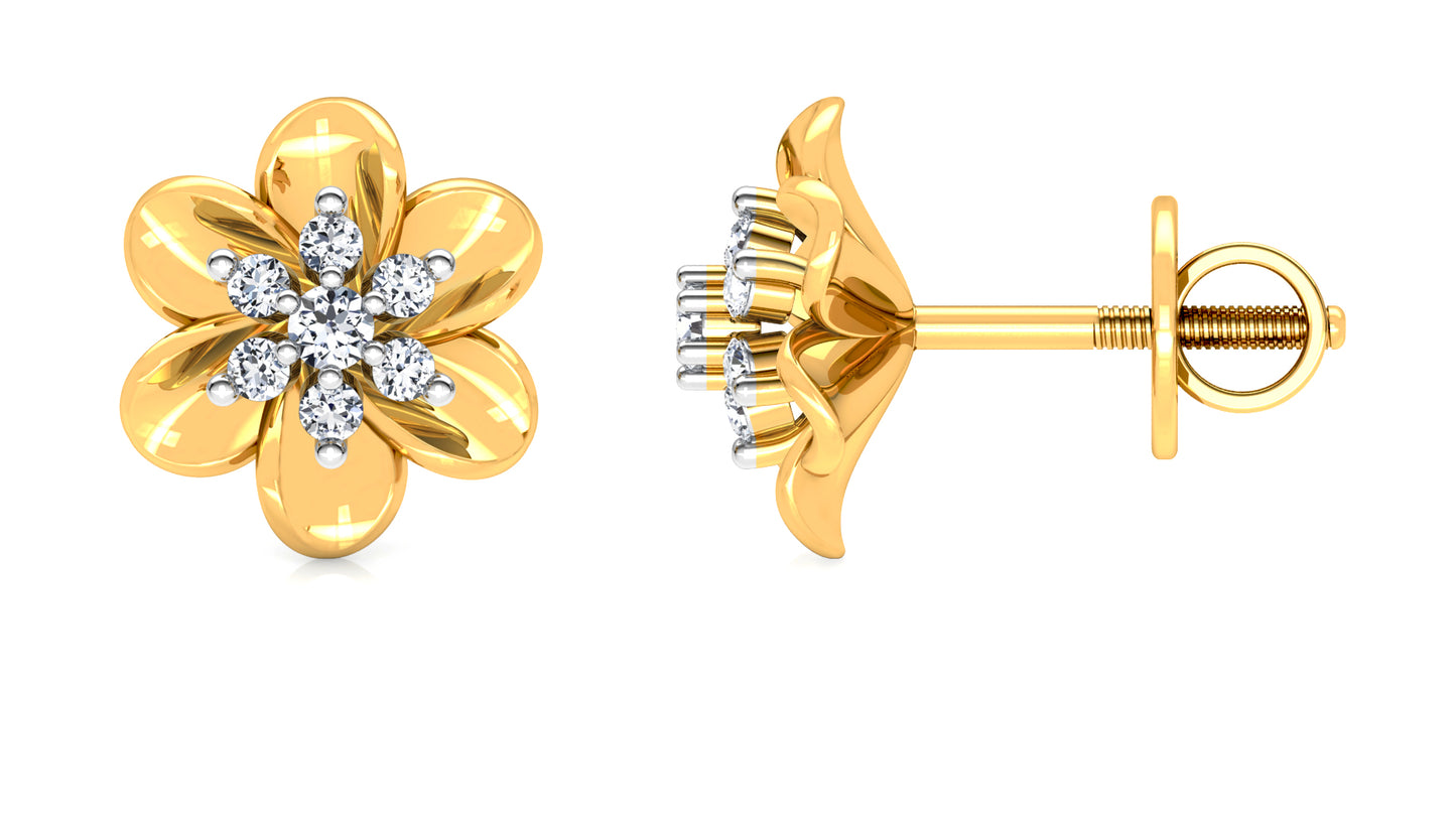 Flower Radius Diamond Earrings And Pendant Set