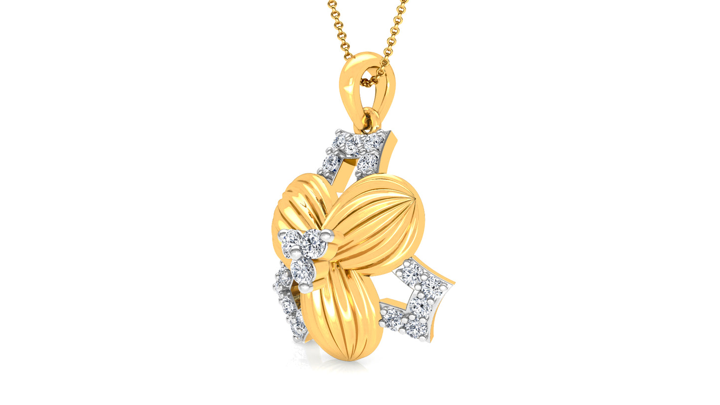 Bold Gold Diamond Earrings And Pendant Set